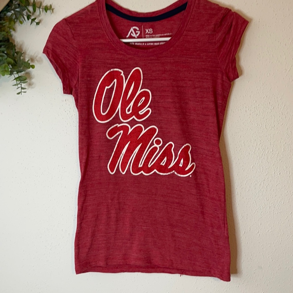 Ole Miss-XS Burnout spirit university college school colors tee spirit shirt